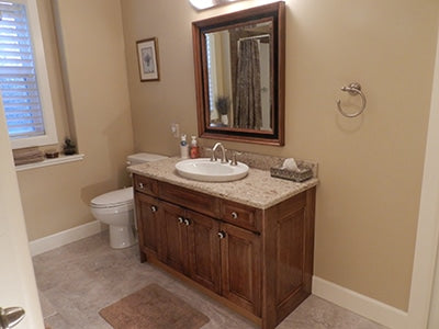 Bathroom vanity cabinet built from article