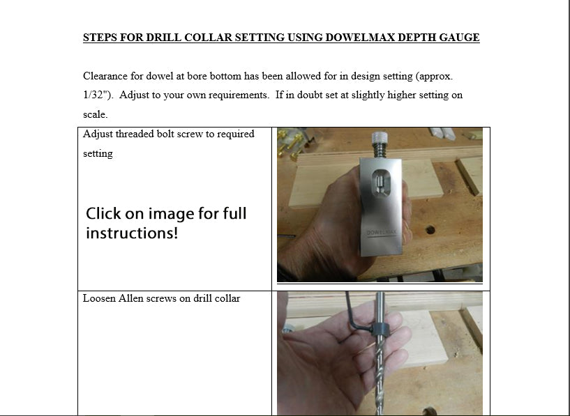 new dowelmax drill depth gauge shown held in hand