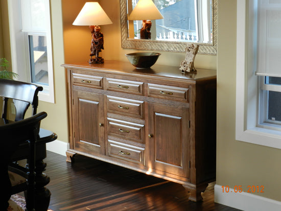 Completed and stained sideboard as built in the article.