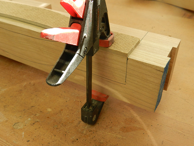 Cabriole leg template for plant stand project used on two faces and aligned to the same corner