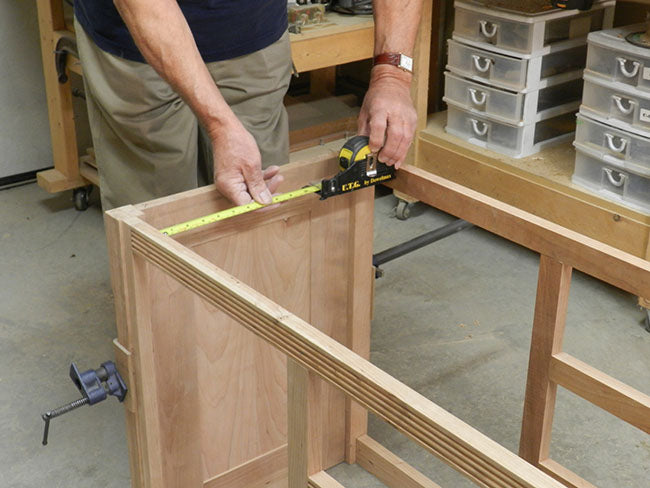 checking-TV-stand-assembled-framework-squareness-with-UTG-close-up