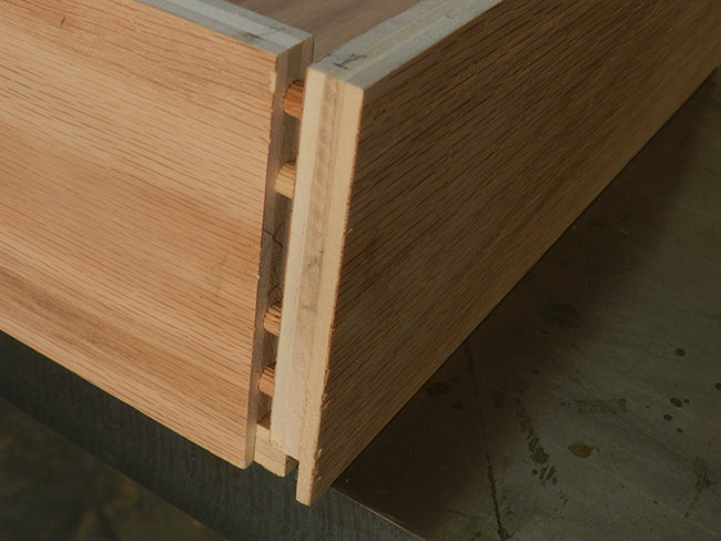 100% Dowel construction drawers built in article