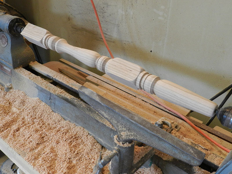 Finished design of the turned legs used to build the counter stool frame assembly