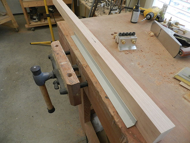 Leg of bed headboard joined from two workpieces