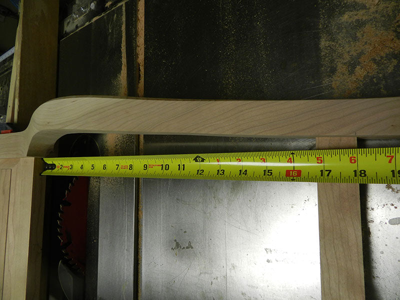 Measurement of 18 inches from panel to lower rail used to build the entryway table frame assembly end section