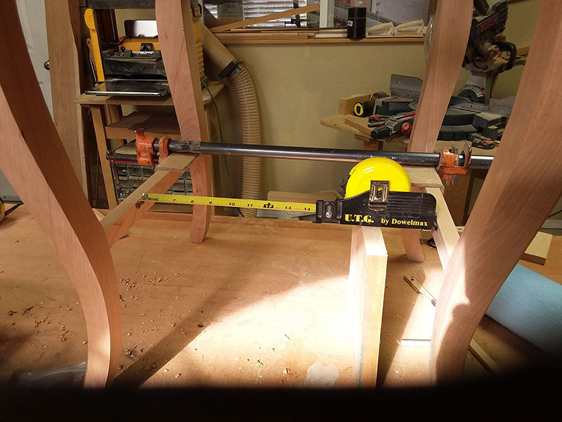 Method of measuring the precise length of the shelf used to build bedside table frame lower section with the UTG tape measure gauge