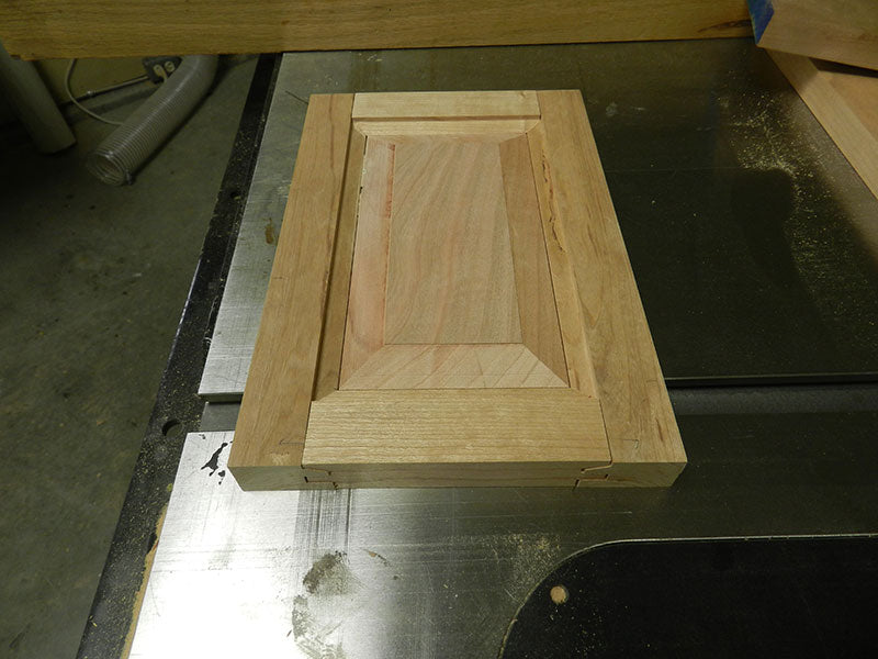 The original design of the rails and panel used to build the entryway table frame assembly end sections before deletion of the stiles