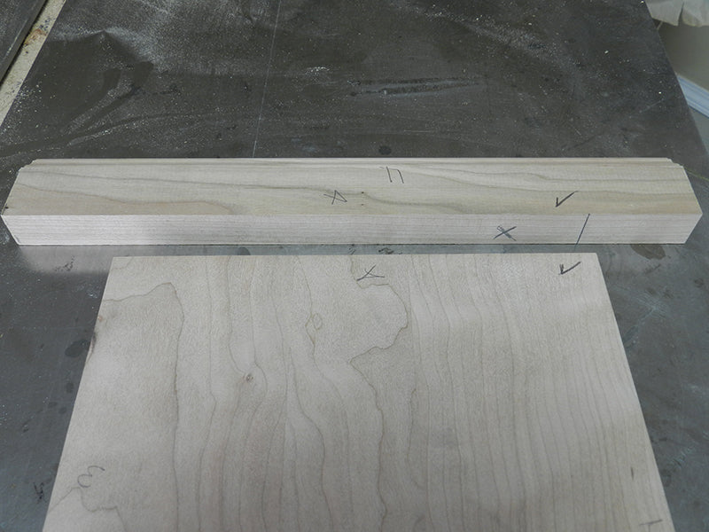 The plant stand top plate perimeter rails shown marked to indicate alignment with the center core section