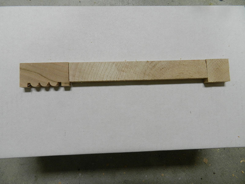Cross section profile shapes of the rails and panel used to build the entryway table front fascia assembly