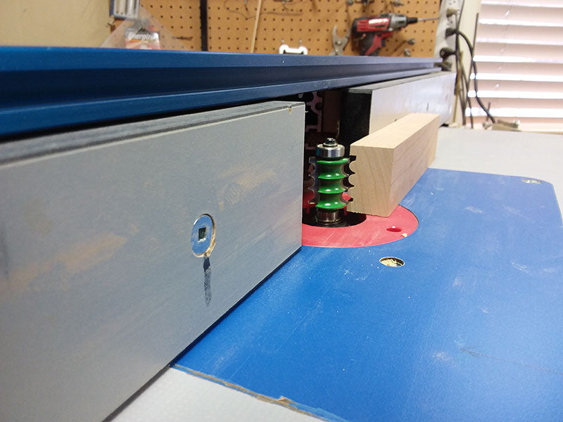 The scalloped lower rail used to build the bedroom table drawer fascia frame assembly