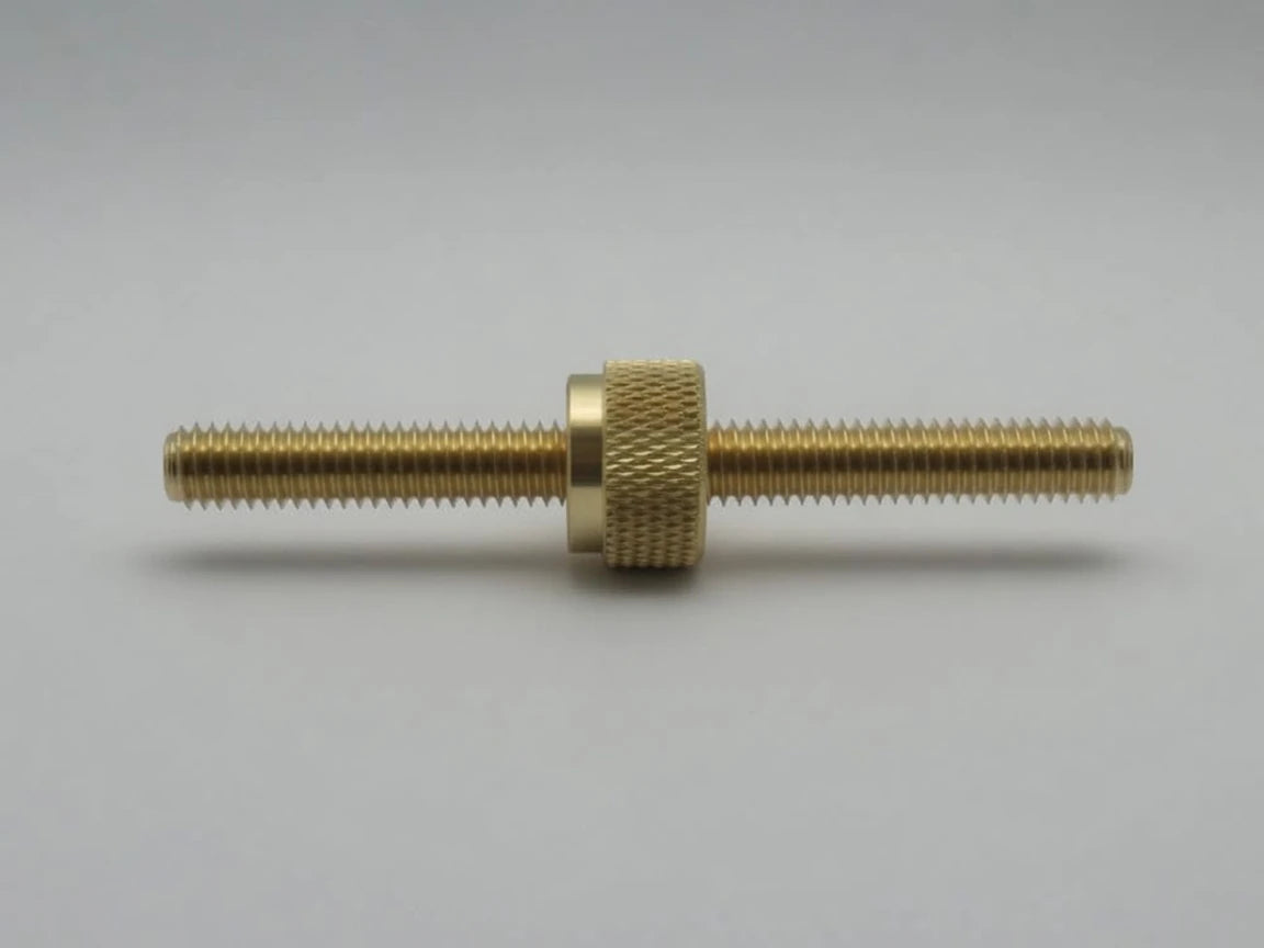Long Dowelmax brass threaded stud with central knurled nut