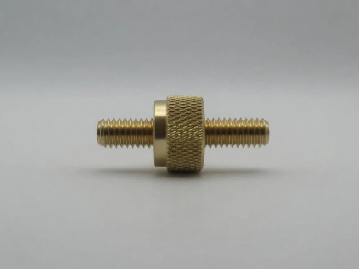 Short Dowelmax brass threaded stud with central knurled nut